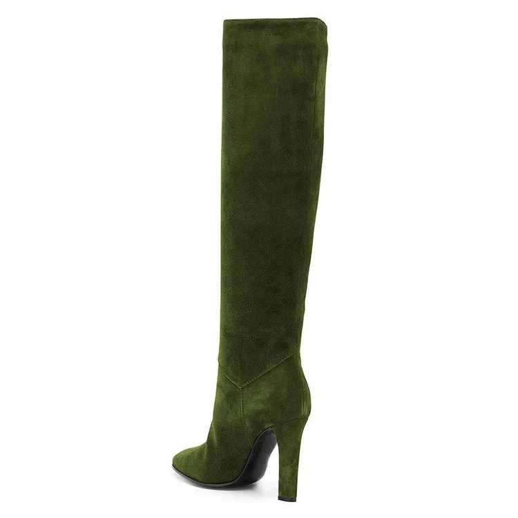 Green Chunky Knee-High Boots Vdcoo