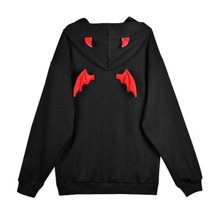 Little Devil Wings Oversize Gothic Hoodie