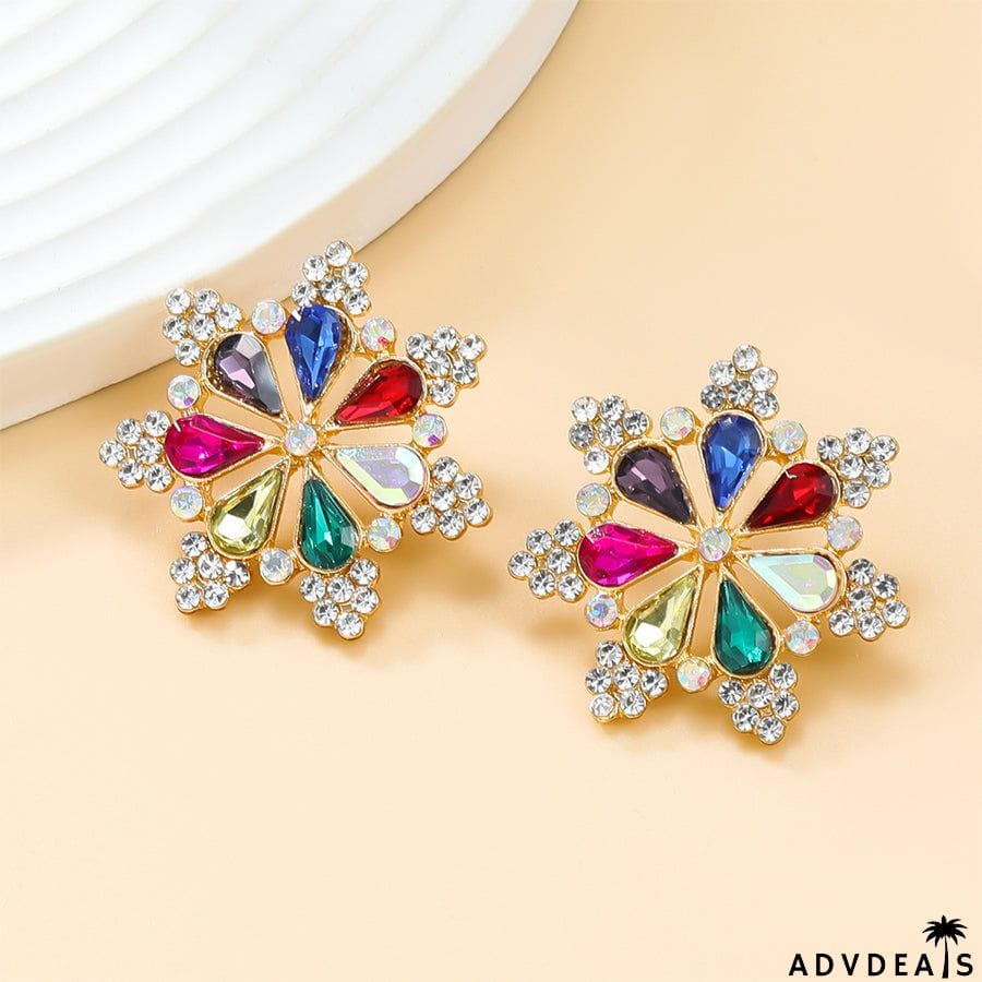 Exaggerated Diamond Flower Earrings