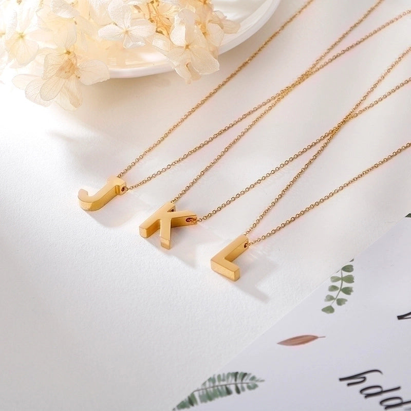 Titanium Steel 18K Gold Plated Fashion Plating Letter Necklace