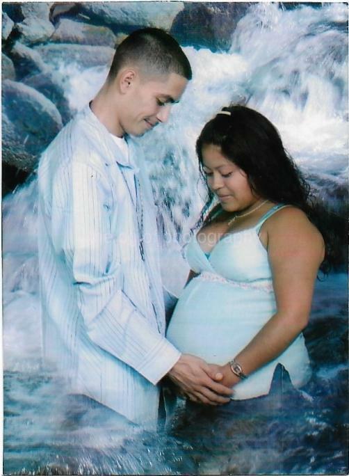 Pre Natal Water Baptism WEIRD FOUND Photo Poster painting Color PREGNANT GIRL Portrait 02 24 K