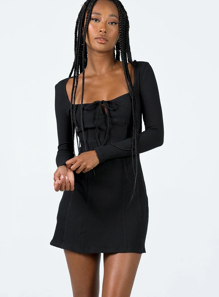 Normandy Long Sleeve Mini Dress Black