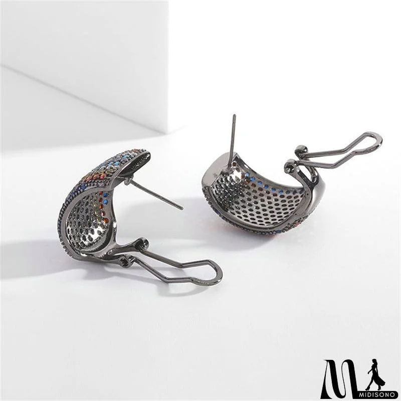 MidiSono - Women's Colorful Graceful Retro Clasp Anti Lost Earrings