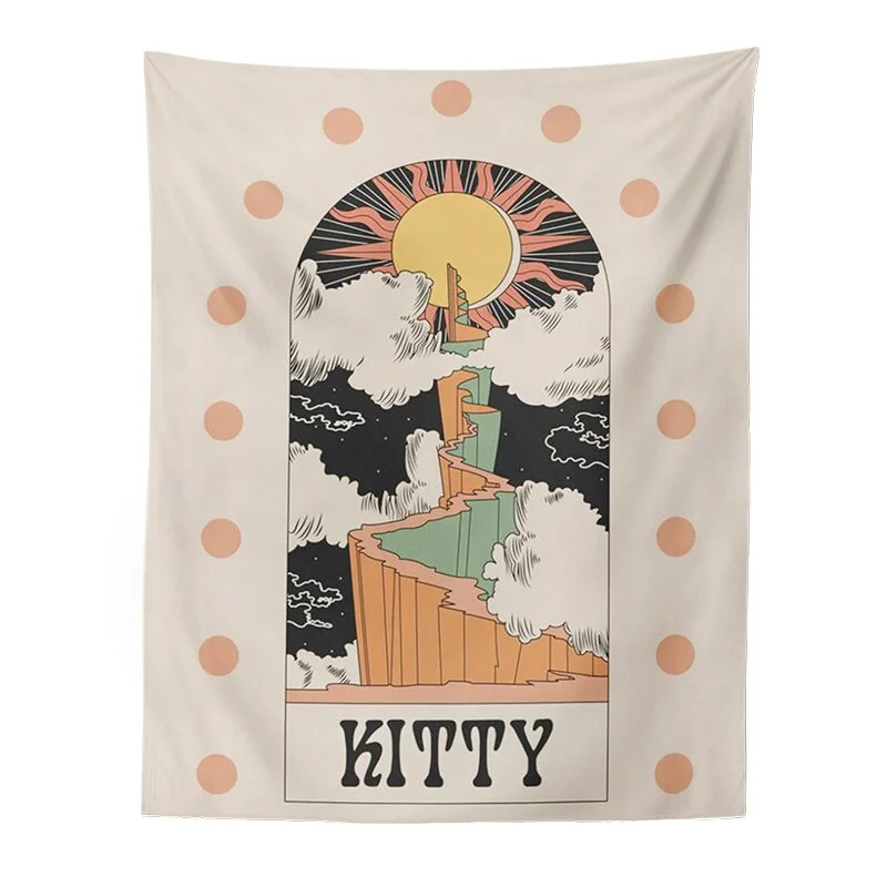 Mandala Tarot Card Pattern Blanket Tapestry Wall Hanging Tapestries Bedroom Bedspread Throw Cover Sun Moon Wall Decor 95x73CM