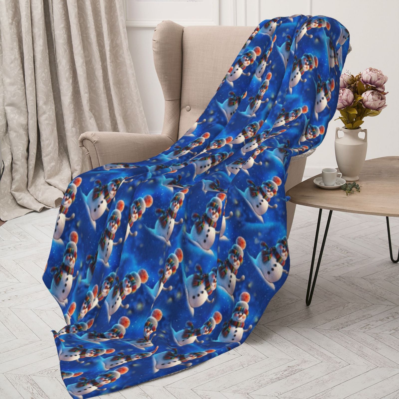 Comstylish Christmas Snowman Warm Blanket