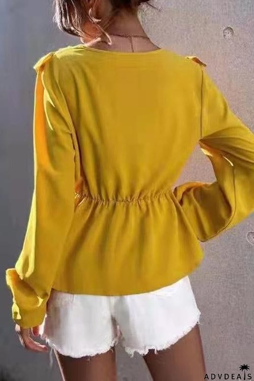 Ruffles V Neck Peplum Blouse