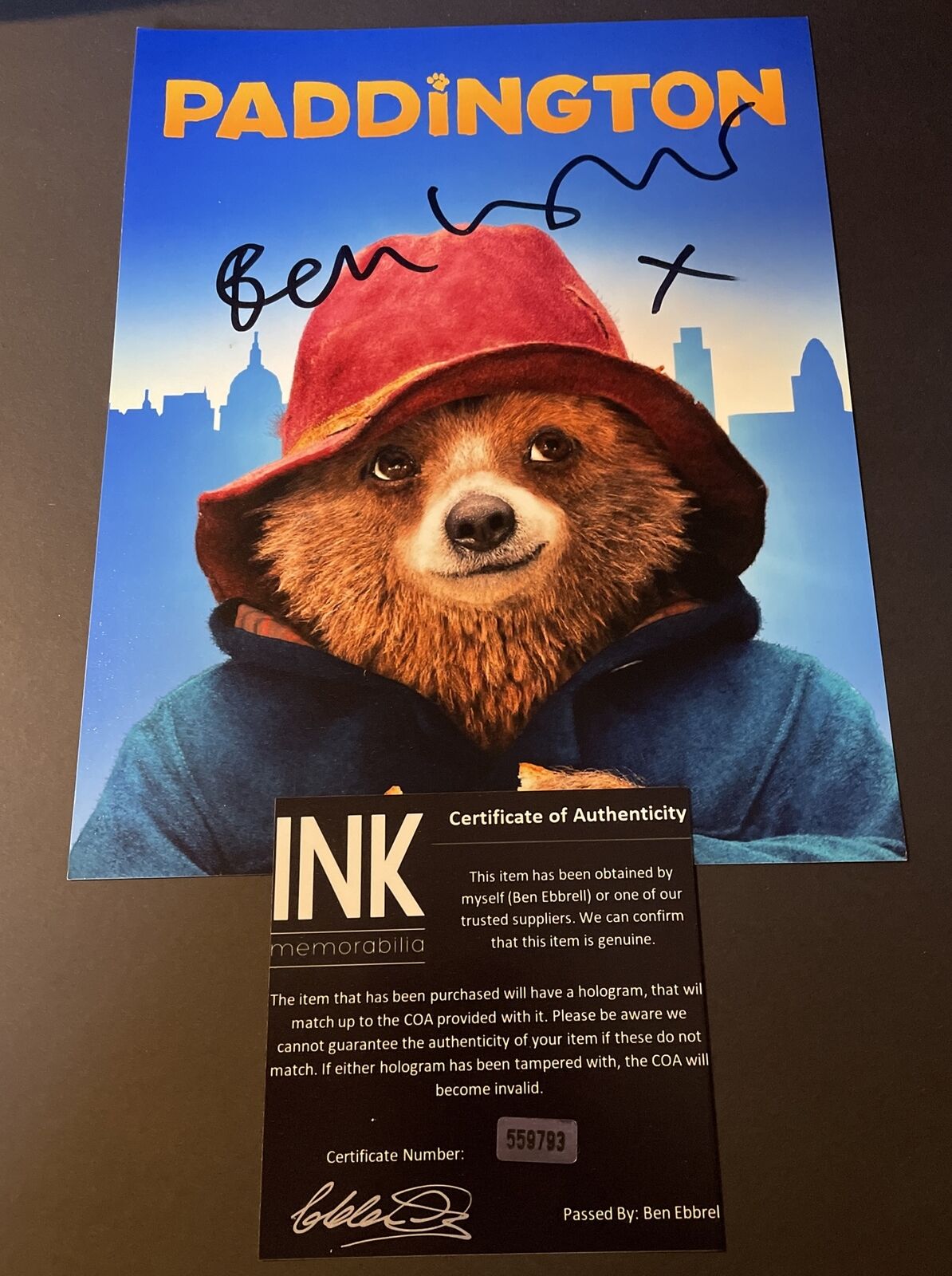 Ben Whishaw Hand Signed Paddington 10x8 Photo Poster painting Autograph Genuine Authentic COA