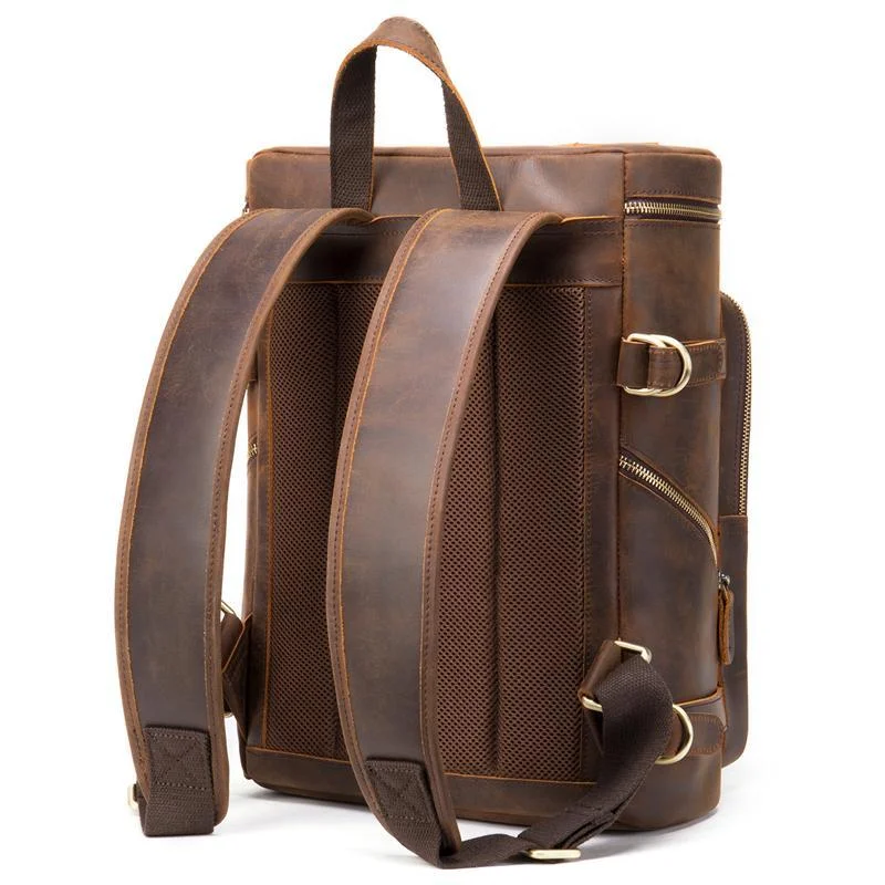 Classic Handbag Retro Leather Computer Large-Capacity Breathable Backpack