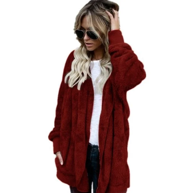 2021 plush warm top mid-length double-sided anti-fur coat oversized sweatshirt
