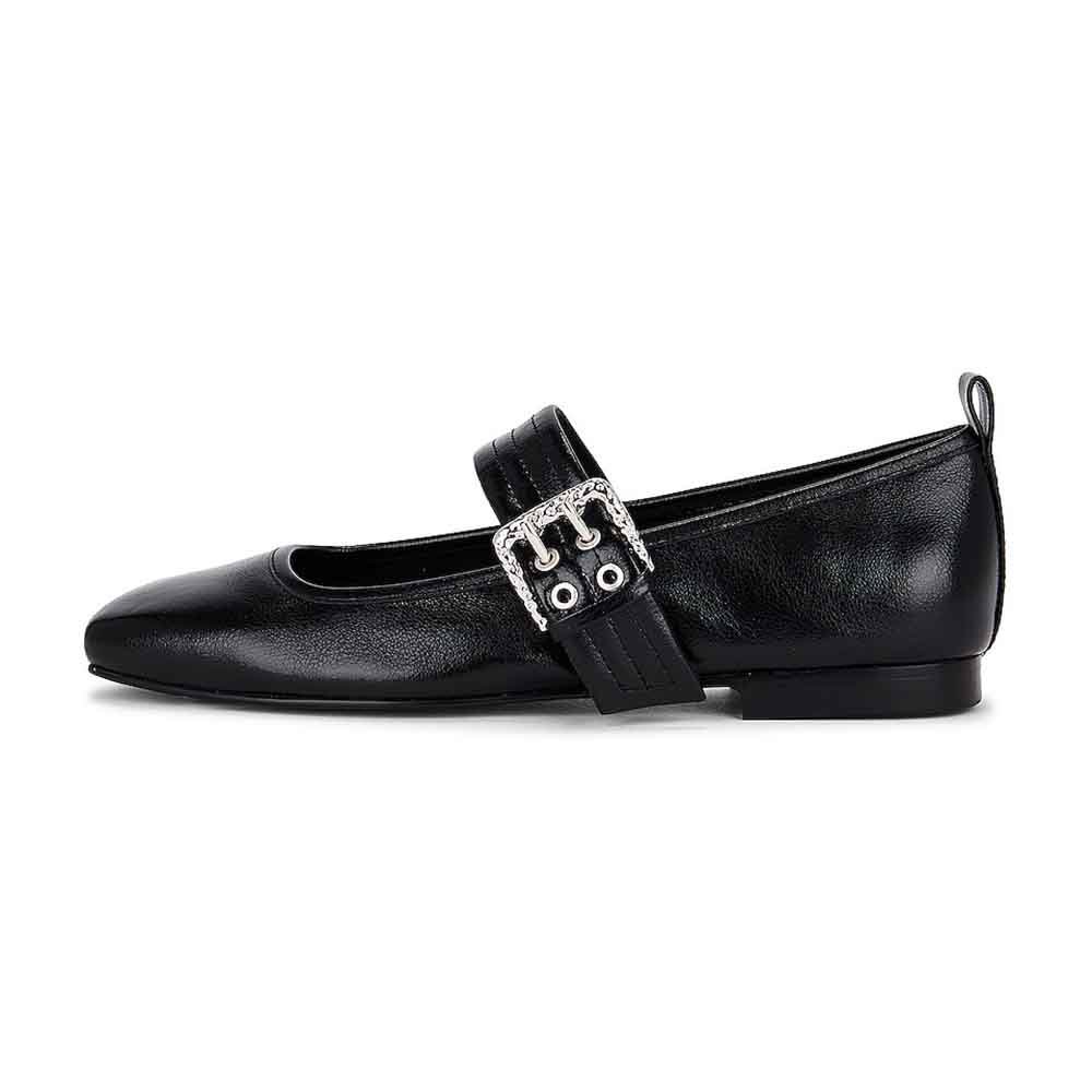 Black Vegan Leather Round Toe Slip-On Formal Flat Loafers Nicepairs