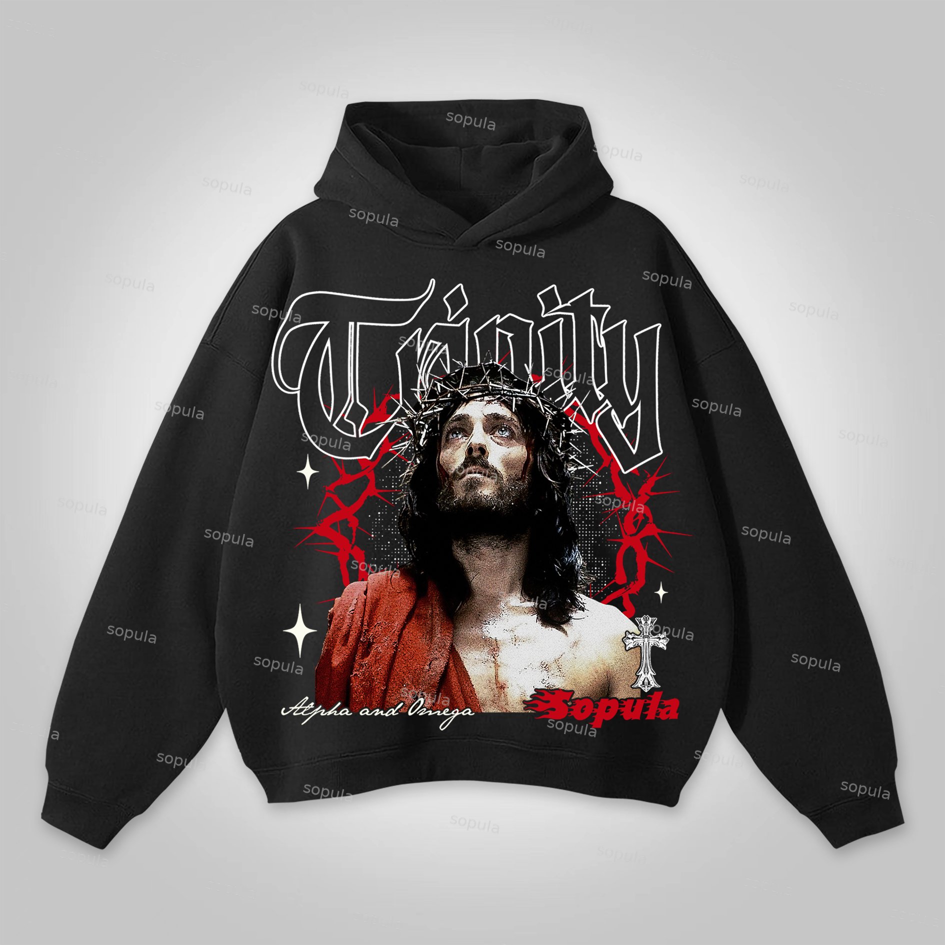 Vintage Thorn Jesus Graphic Cotton Hoodie - Sopula｜Premium Graphic Tees & Graphic Clothing