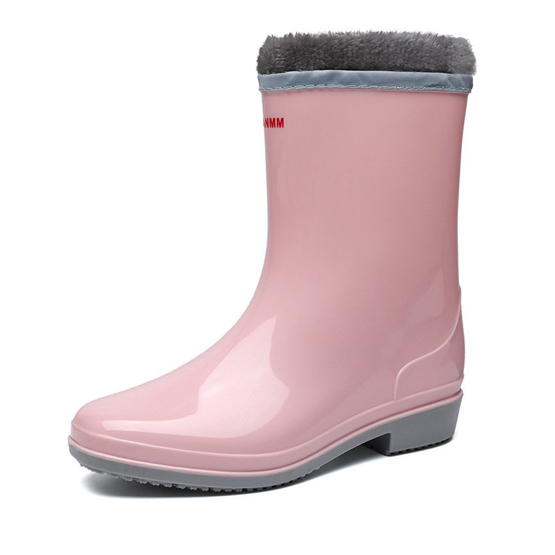 Mid Tube Rain Boots Women Platform Rubber Shoes Fashion Jelly Pvc Color  Rain Shoes 2025 Slip on Boots for Women Waterproof Work