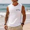 Men's Vintage Papa Father's Day Surfing Graphic Print Round Neck Sleeveless Tank Top by Inlyline