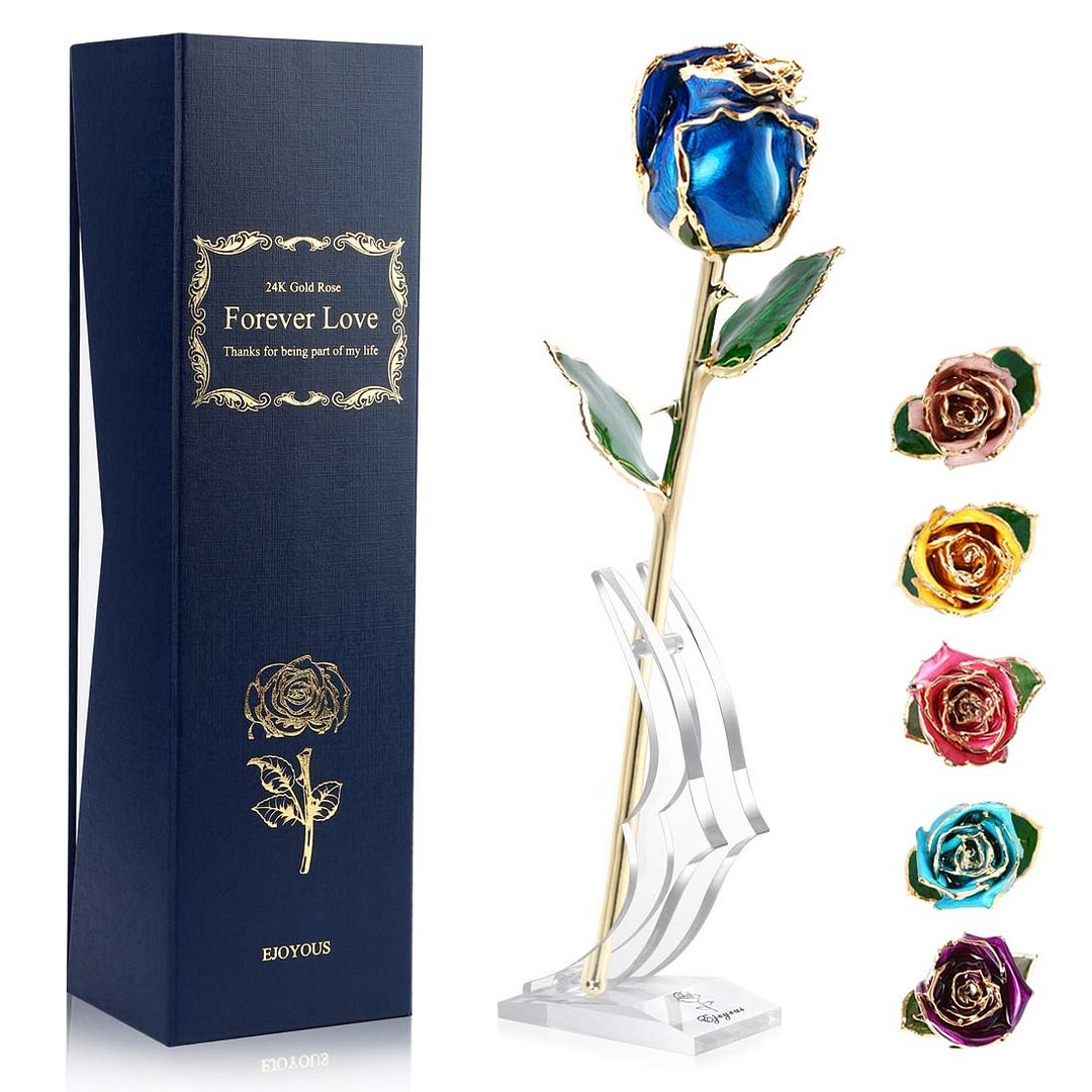 24K Gold Dipped Real Rose Flower, Golden Rose Gift for Best Friend Romantic Love Gift.