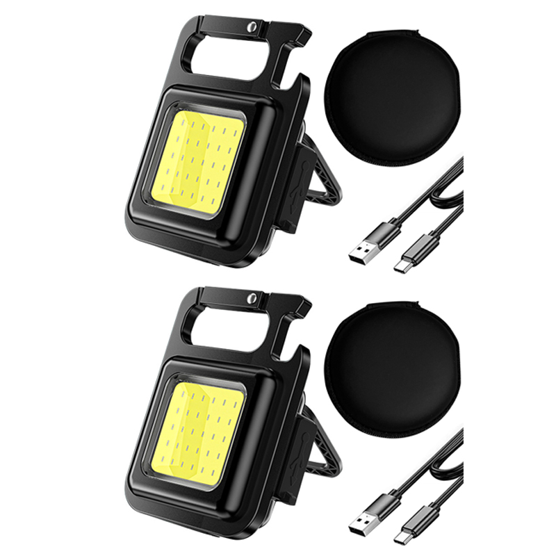 

6W COB LED Mini Flashlight Keychain Camping 400lm Waterproof Clip Work Lamp, 2pcs, 501 Original