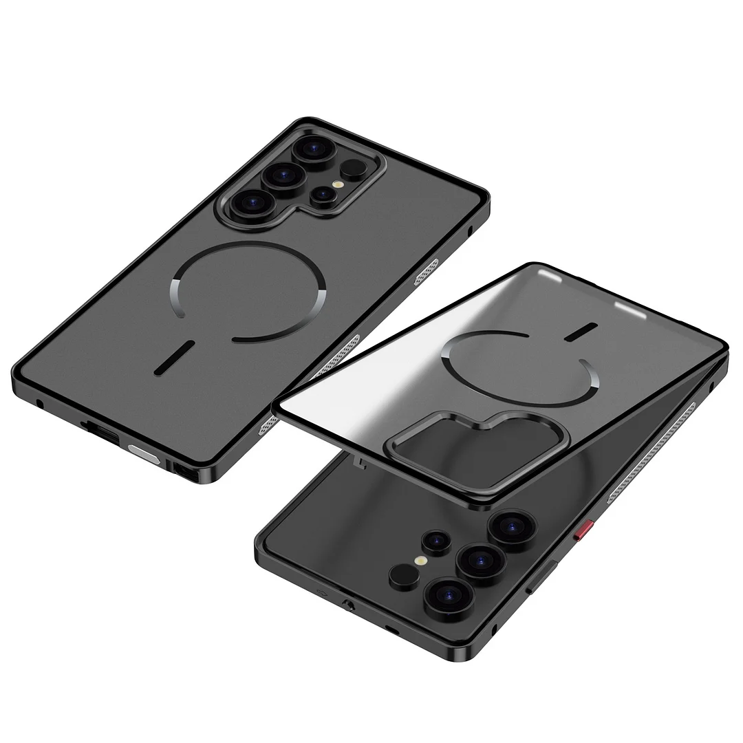 Suitable For Sansumg S25Ultra Metal Frame S25 Mobile Phone Case Samsung S24Plus Frosted Back Plate Magnetic Suction