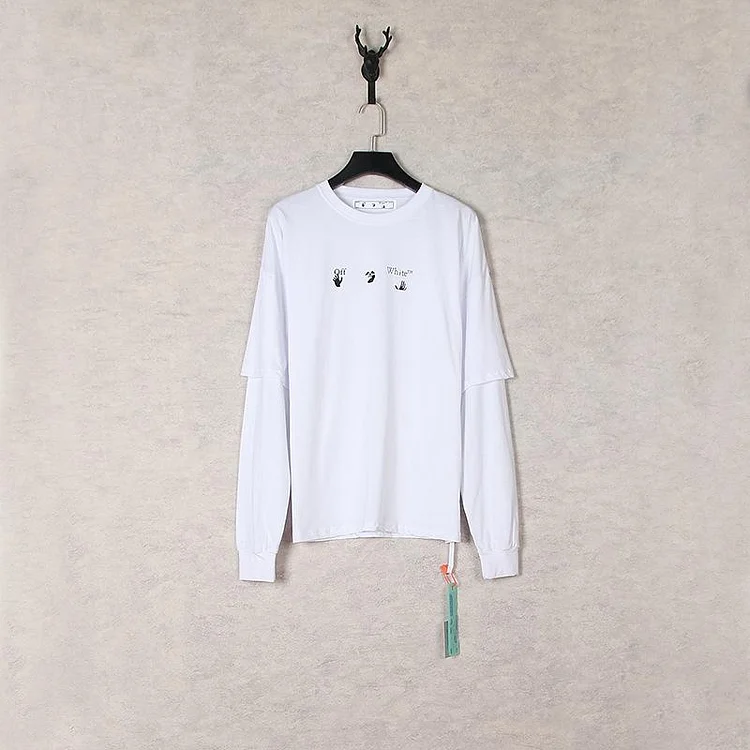 Off White Sweatshirts Long Sleeve round Neck Neck Sweater Autumn and Winter Pattern round Neck Two-Piece Long Sleeve