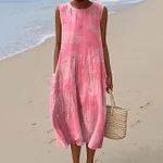 Women's Cute Cat Art Sleeveless Dress - Image 2