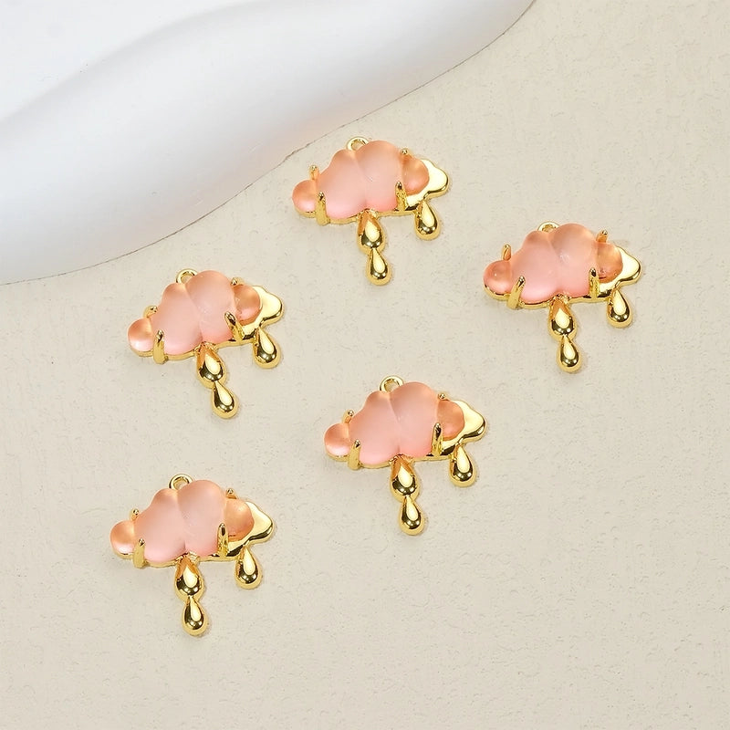 5 PCS/Package Synthetic Resin Copper 18K Gold Plated Clouds Jewelry Accessories Pendant