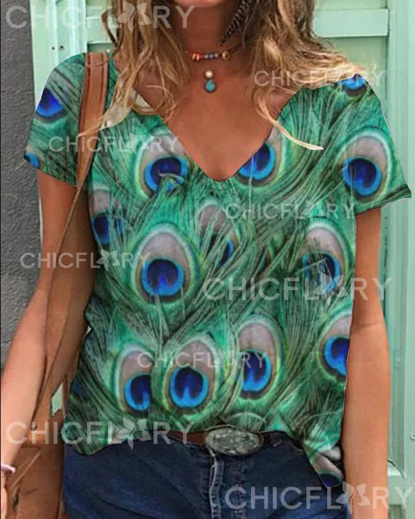 Peacock V-Neck Top