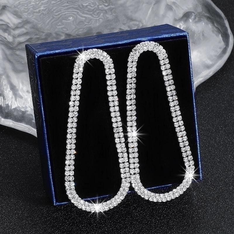 1 Pair Exaggerated Geometric Rhinestone Drop Earrings