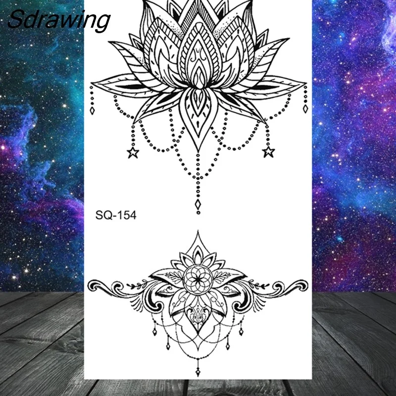Sdrawing Tribal Anchor Scorpion Dragon Thorns Temporary Tattoos For Women Men Kids Cross Tatoo Butterfly Skull Fake Tattoo Small