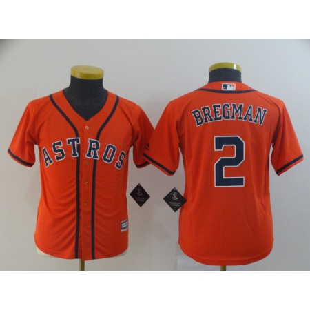 Youth Houston Astros #2 Alex Bregman Orange Cool Base Stitched MLB Jersey WRVZ
