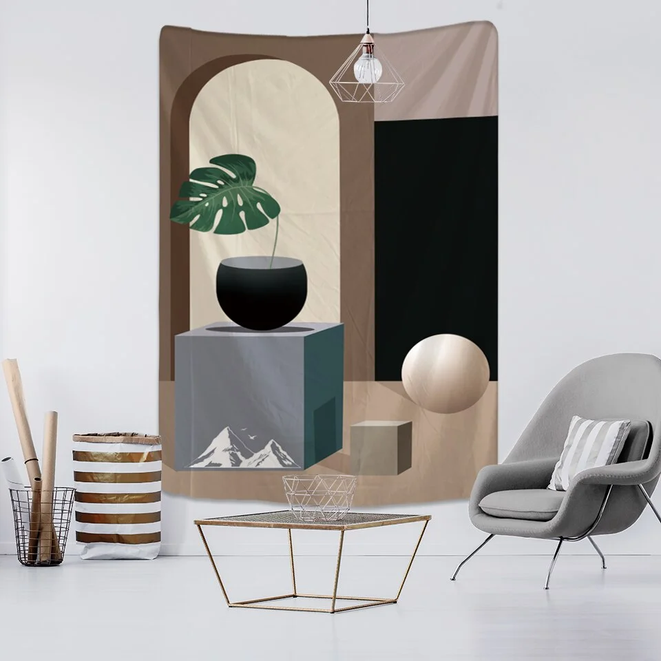 Plant Oil Painting Tapestry Wall Hanging Bohemian Hippie Witchcraft Mural Dormitory Study Aesthetics Room Home Decor