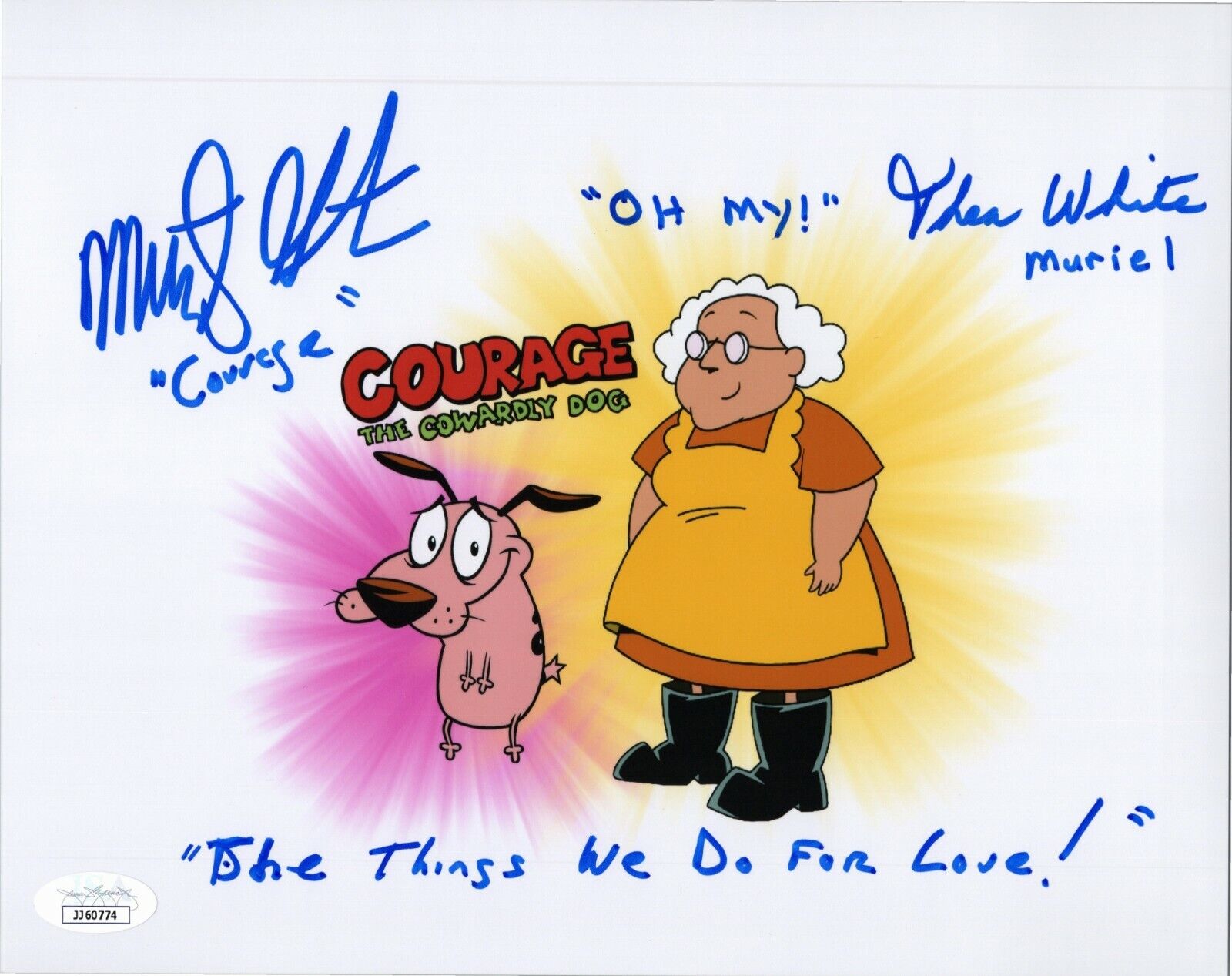 MARTY GRABSTEIN & THEA WHITE Hand-Signed COURAGE COWARDLY DOG 8x10 Photo Poster painting JSA COA