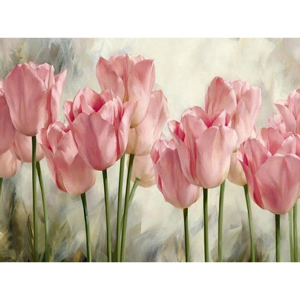 

40*30CM - Pink Flower - Round Drill Diamond Painting, 501 Original