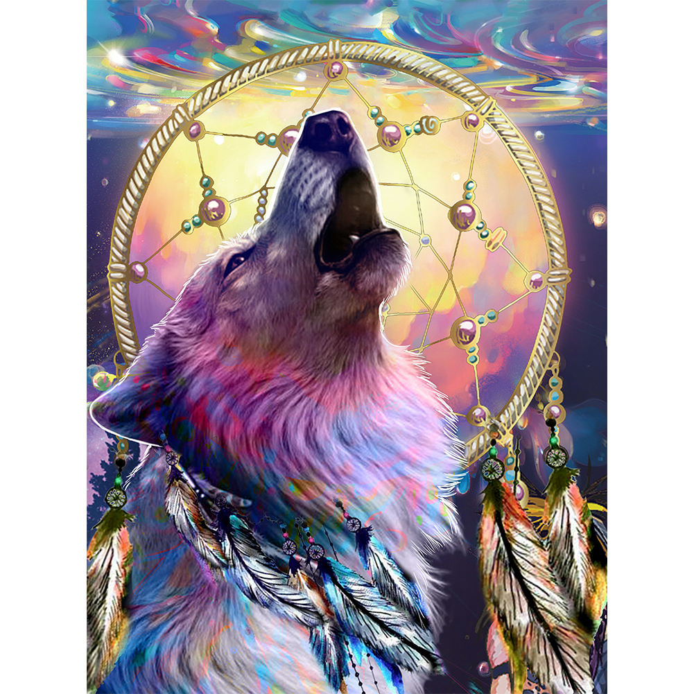 

(Multi-Size) Dream Catcher Wolf - Round/Square Drill Diamond Painting - 30*40CM, Round diamond, 501 Original