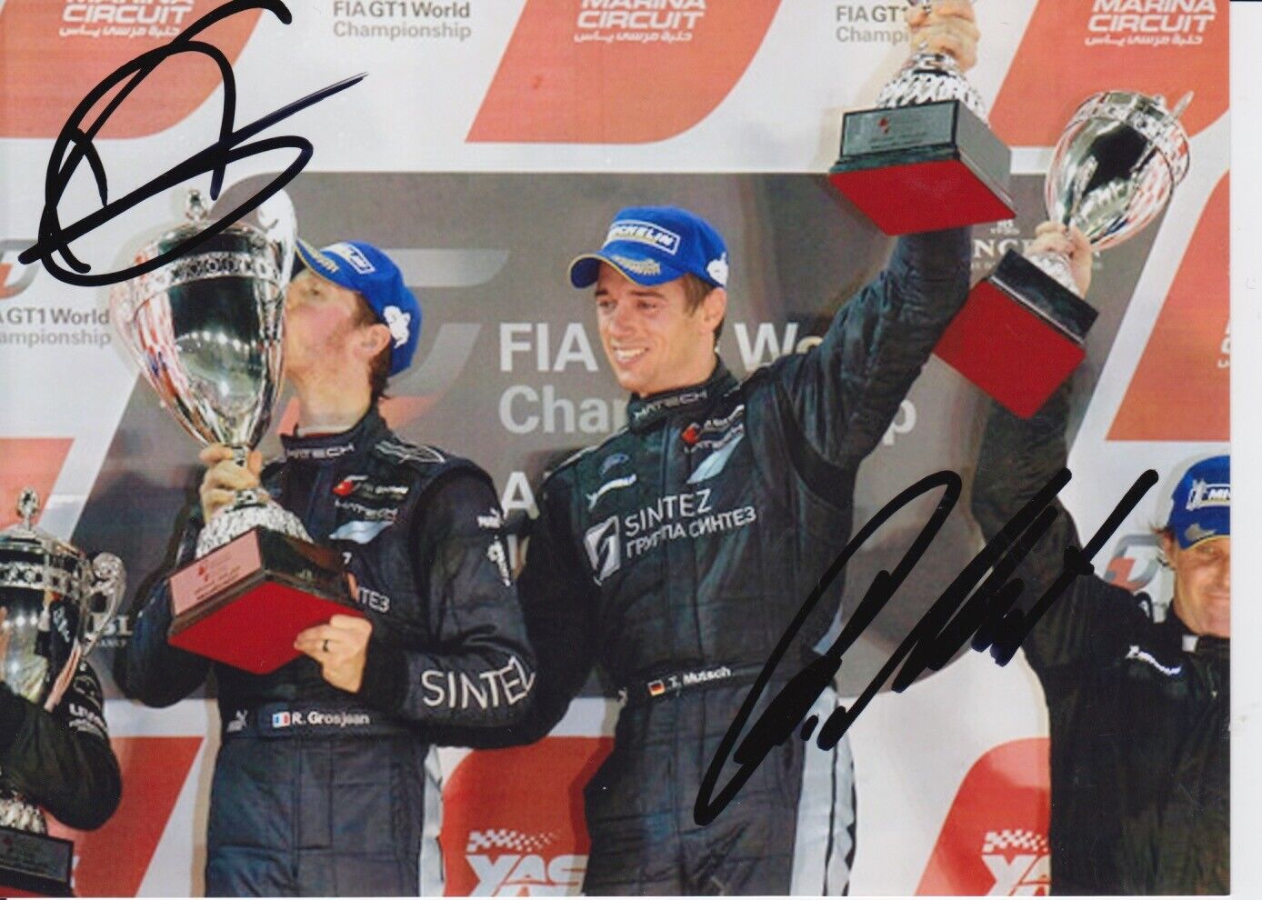 Thomas Mutsch and Romain Grosjean Hand Signed 7x5 Photo Poster painting - FIA GT Championship 1.