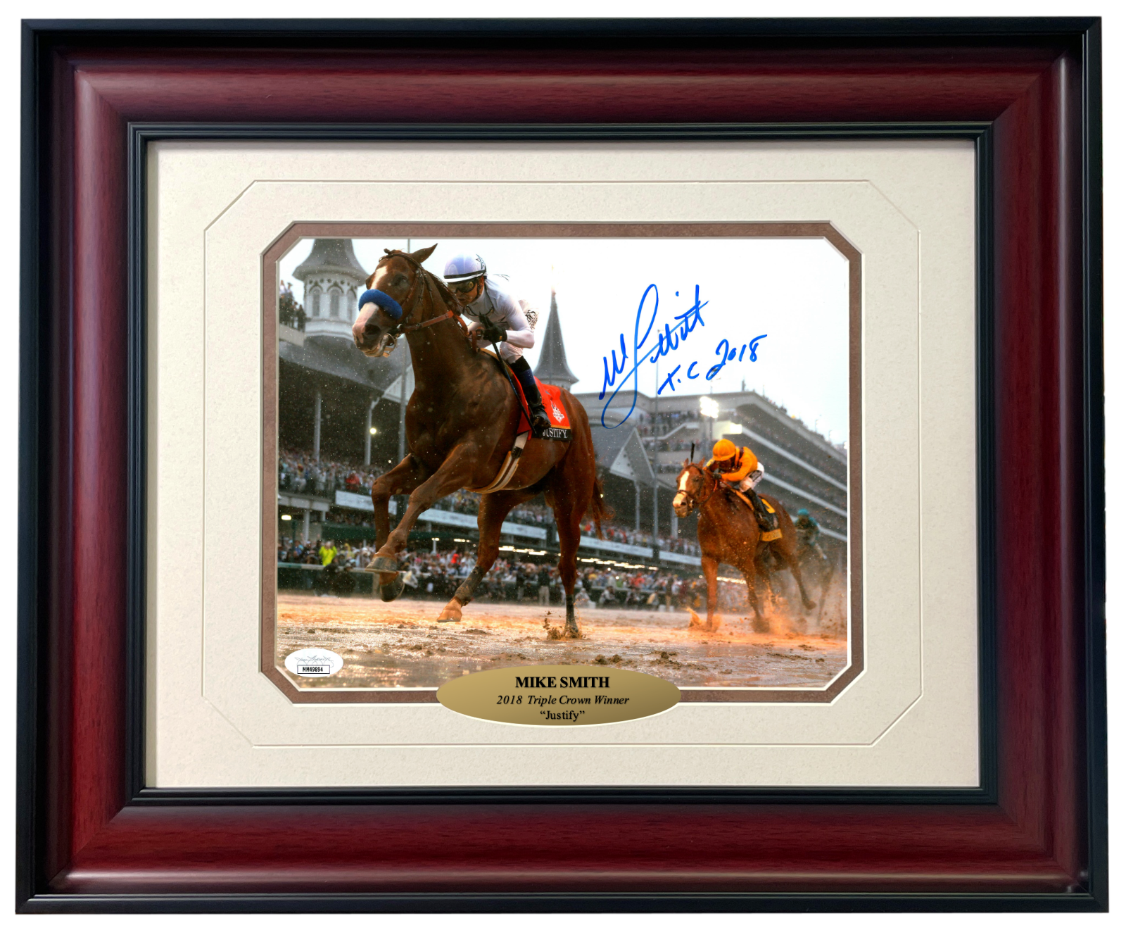 Mike Smith Autographed Justify Horse Racing 8x10 Photo Poster painting Framed JSA COA Signed
