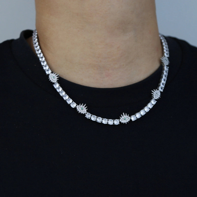 Hip-hop Solid Color Copper Inlay Zircon Men’s Necklace