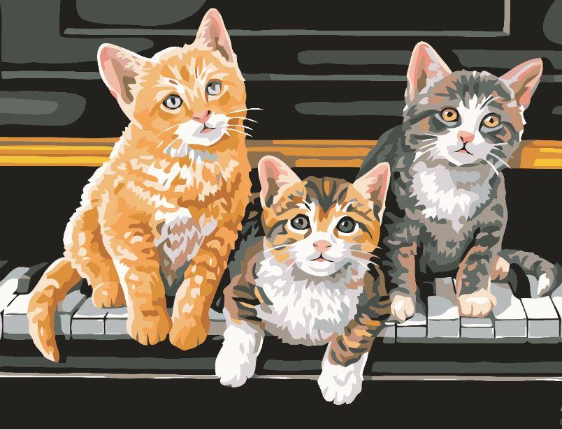 

Three Kitten On Piano – Paint By Numbers - 40*50CM, 501 Original