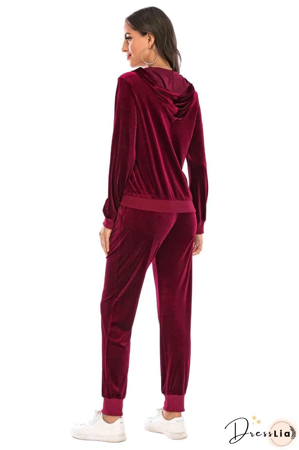 Zip-Up Hooded Jacket and Pants Set