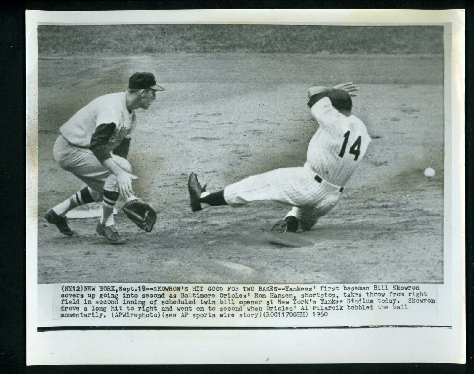 Bill Moose Skowron & Ron Hansen 1960 Press Photo Poster painting New York Yankees Orioles