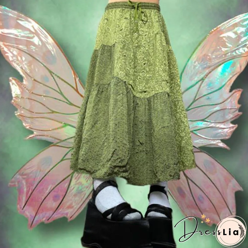Y2k Vintage Fairy Grunge Skirts Drawstring High Waist Long Skirt Aesthetic Clothes Kawaii E Girl Streetwear