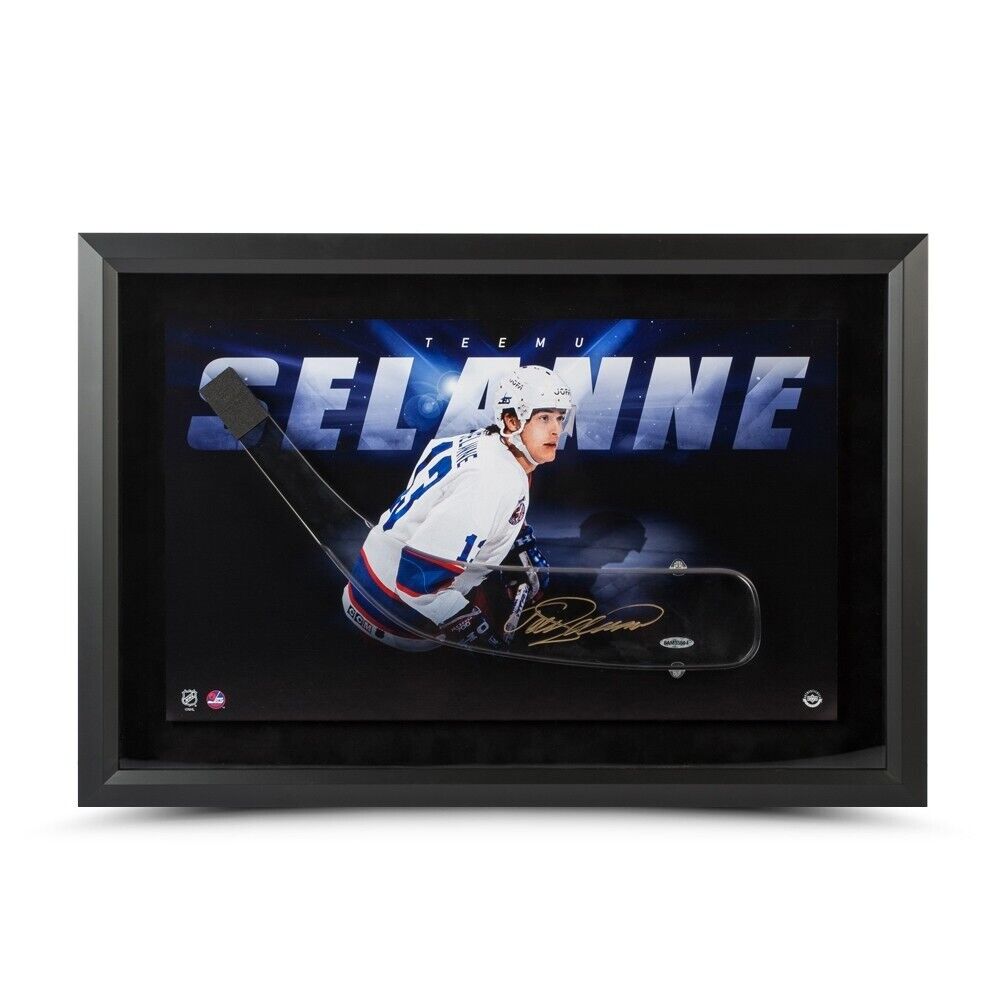 Teemu Selanne Signed Autograph 17X25 Photo Poster painting Framed Acrylic Stick Blade Jets UDA