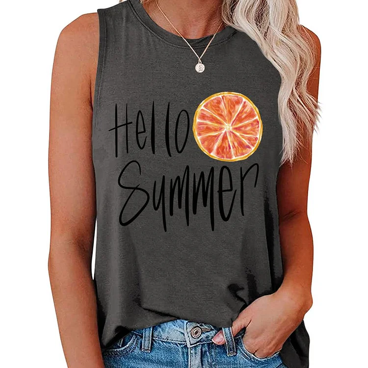 hello Summer Women Summer O Neck Tank Top-04992