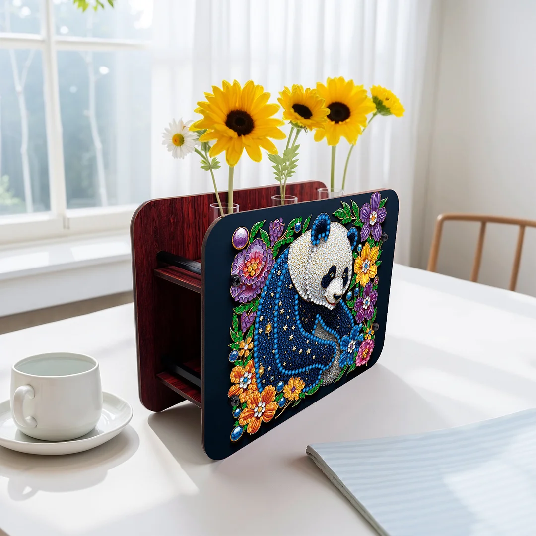 Gem Panda DIY Diamond Painting Wooden Tube Vase for Adults Gift Idea Home Decor