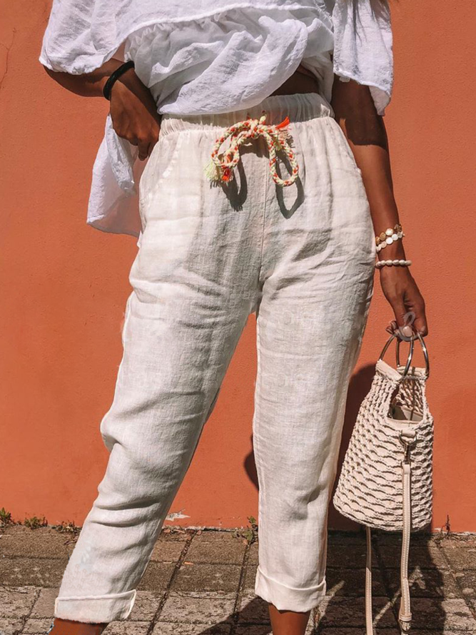 Plus size Casual Solid Pants