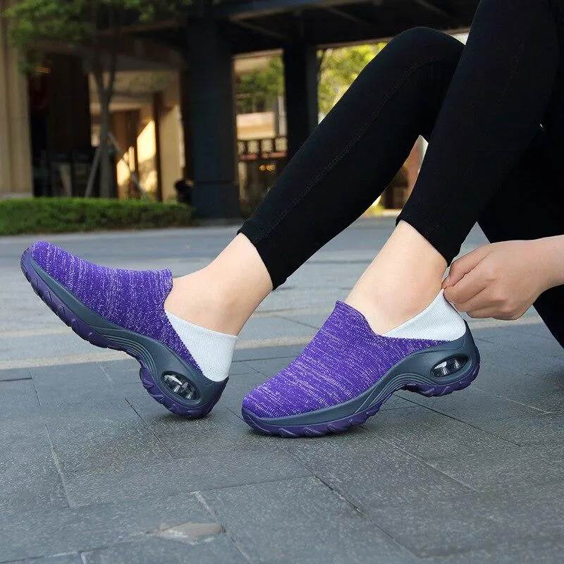 Woman Vulcanize Shoes 2021 Ladies Platform Sneakers Flat Shoes Light Fashion Breathable Mesh Socks Sport Shoes Soft House Shoes