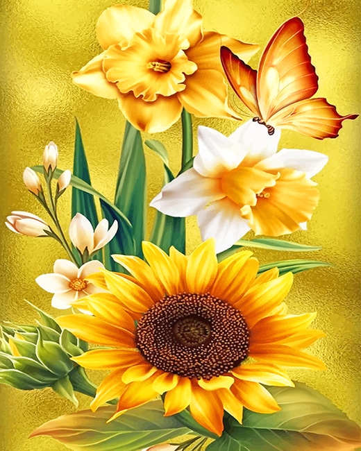 

Beautiful Yellow Flowers – Paint By Numbers - 40*50CM, 501 Original