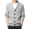 New men's long sleeve cardigan pocket turtleneck solid color sweater