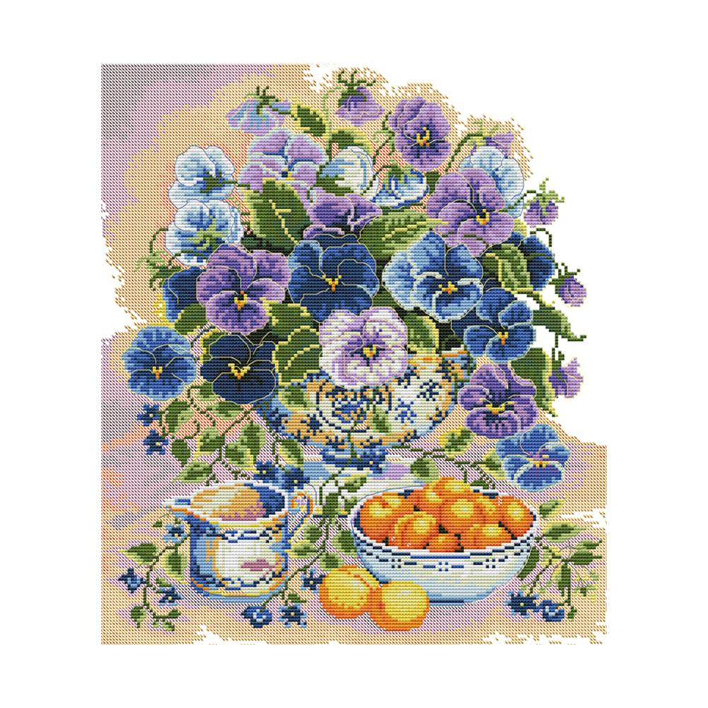 

Flowers And Fruits - 14CT Stamped Cross Stitch - 38*43cm, 501 Original