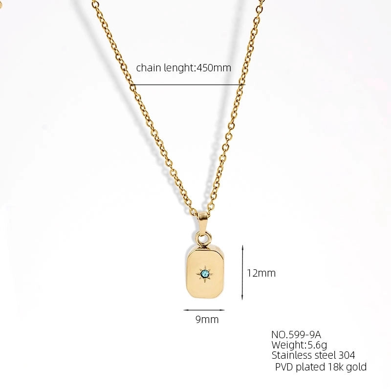 Casual Elegant Vacation Square Water Droplets 304 Stainless Steel Rhinestones 18K Gold Plated Inlay Earrings Necklace