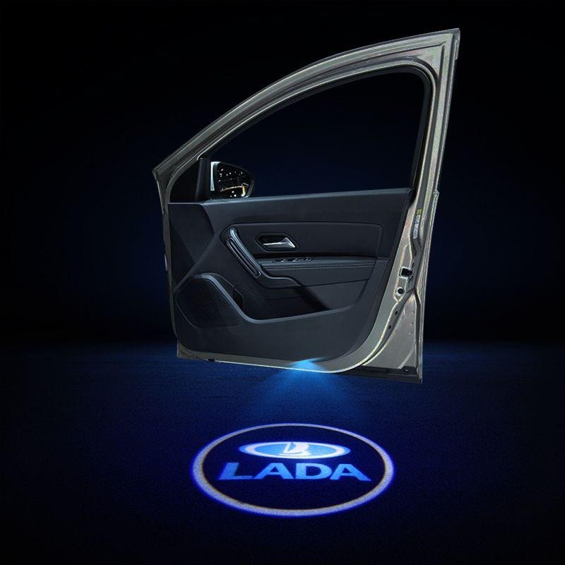 2pcs LED Car Door Courtesy Projector Laser Ghost Shadow Light For LADA Logo voiturehub dxncar