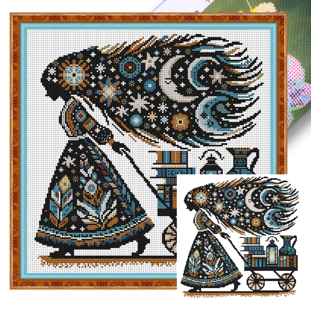 Knowledge Is Power Partial 14CT Pre-stamped Canvas(36*36cm) Cross Stitch(backstitch)