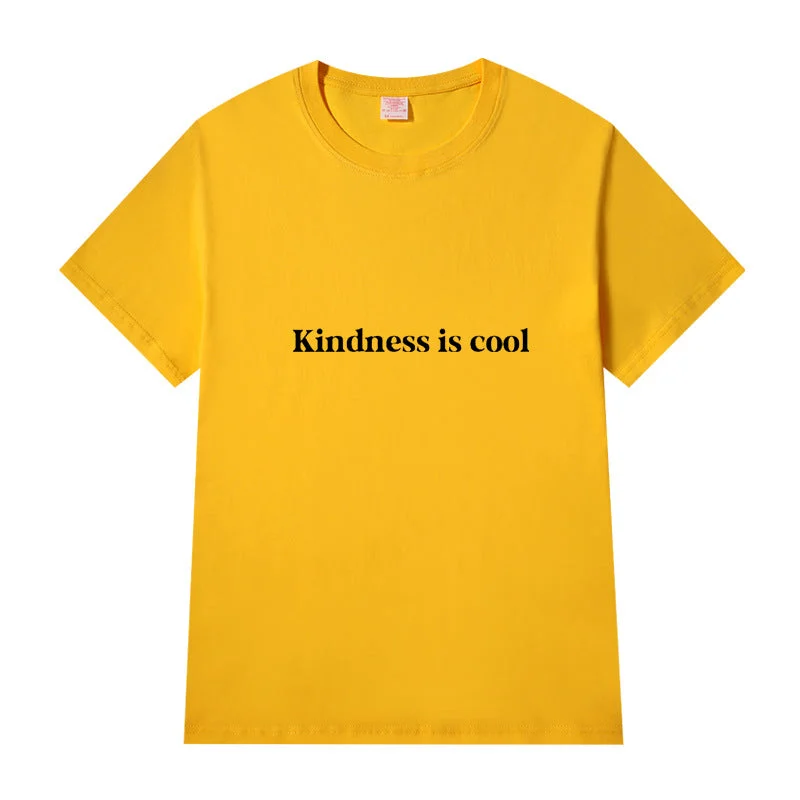 Short Sleeve Crew Neck Be Kind Letter Printed T-shirt